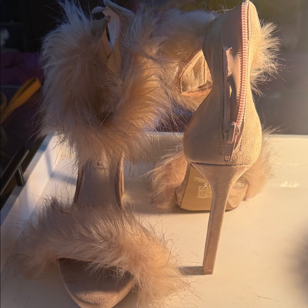 Jeffrey Campbell Blush Feathered Heels